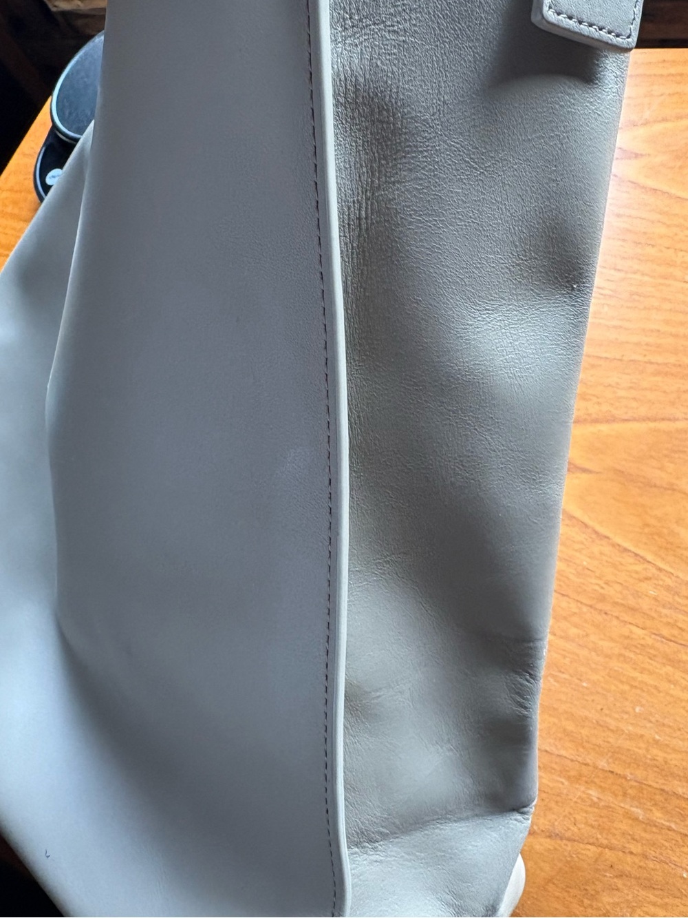 All Saints Captain North/South Pebbled Leather Tote Shoulder Bag Gray VGUC - Picture 11 of 16